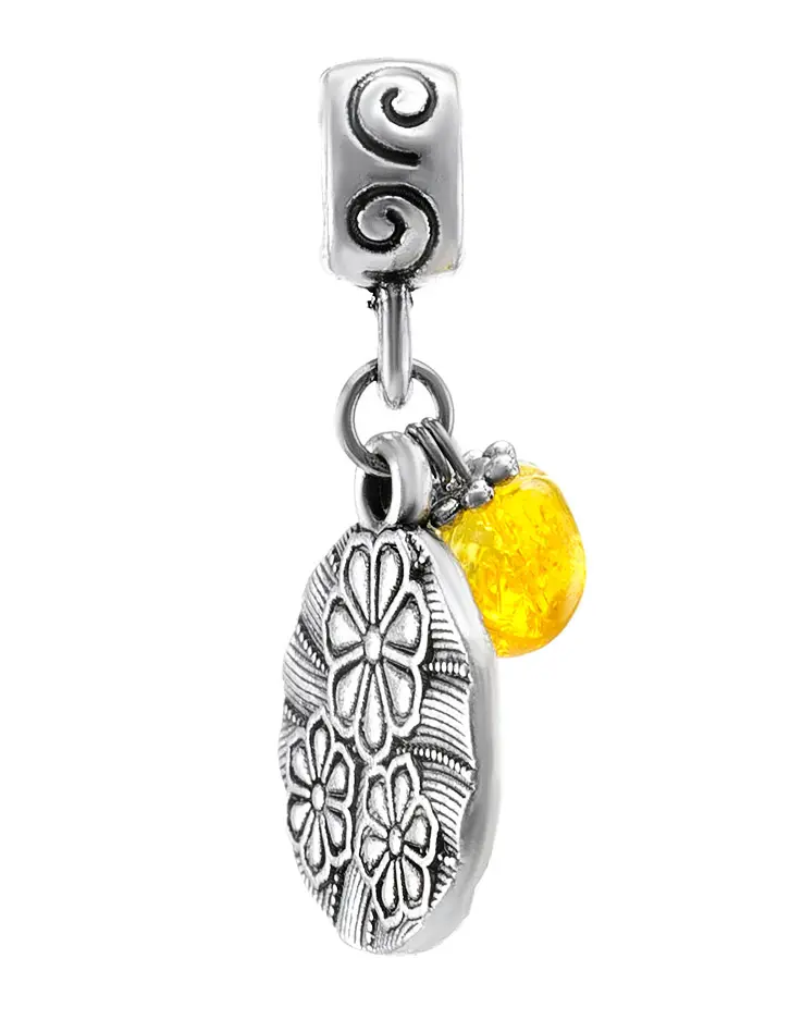 картинка Подвеска-шарм для европейского браслета с натуральным балтийским янтарём «Лето» в онлайн магазине