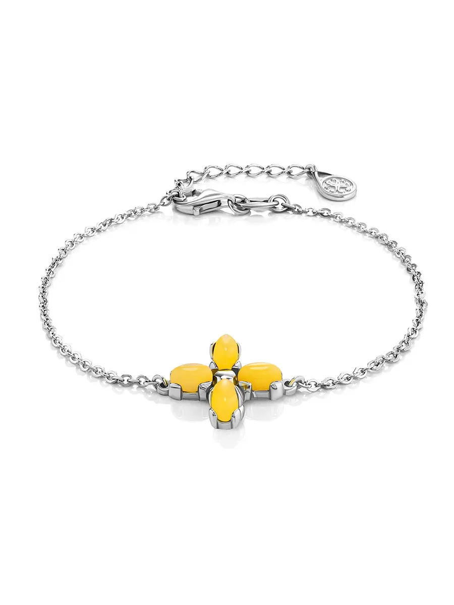 картинка Нежный браслет из серебра и медового янтаря «Суприм» в онлайн магазине
