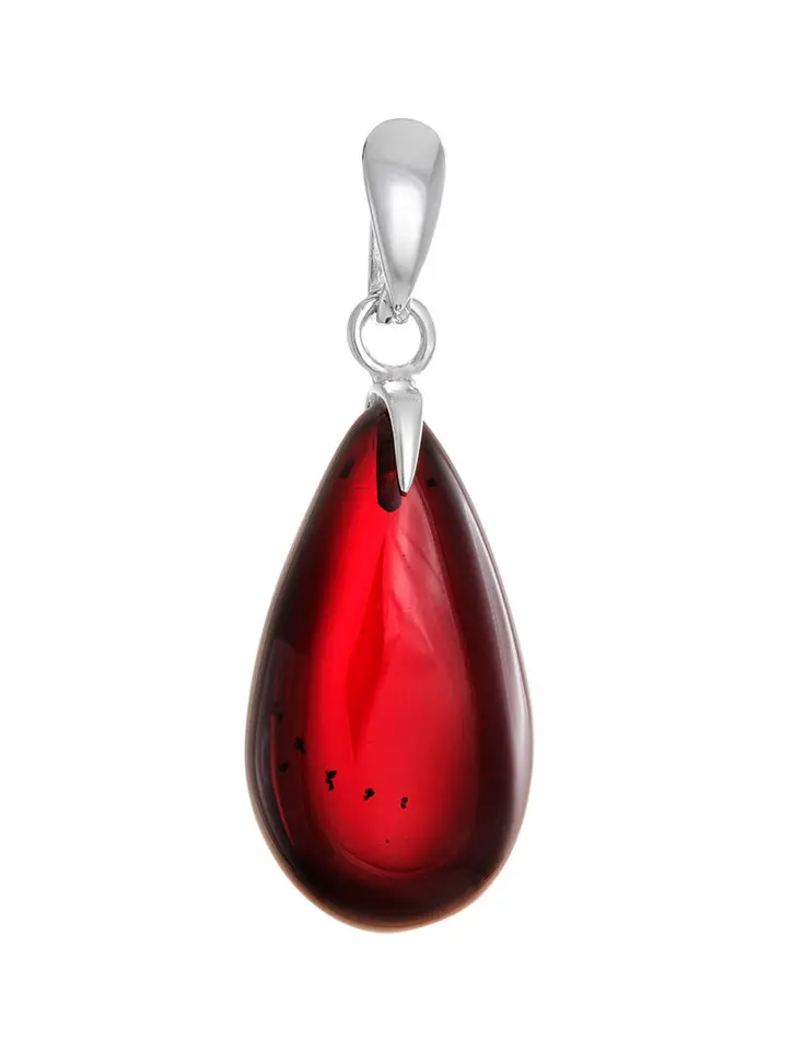 картинка Подвеска из серебра и натурального янтаря насыщенного вишневого цвета в онлайн магазине
