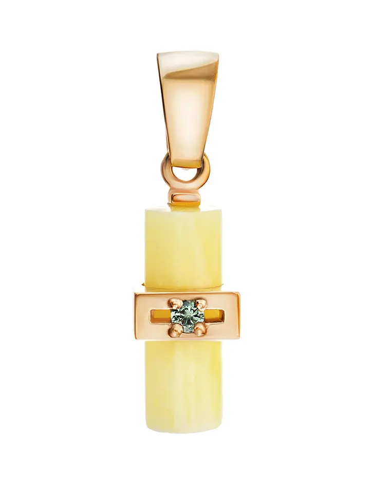 картинка Оригинальный золотой кулон «Скандинавия» с натуральным янтарём медового цвета в онлайн магазине