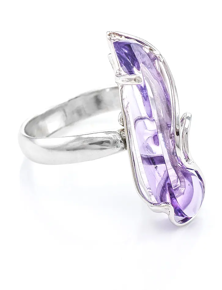 картинка Изящное серебряное кольцо со вставкой из нежно-сиреневого аметиста «Серенада» в онлайн магазине
