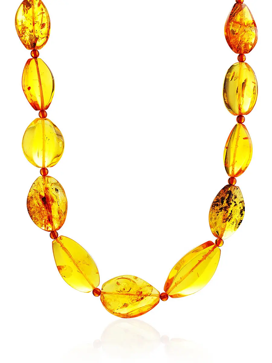картинка Эффектные яркие бусы из натурального балтийского янтаря золотистого оттенка в онлайн магазине