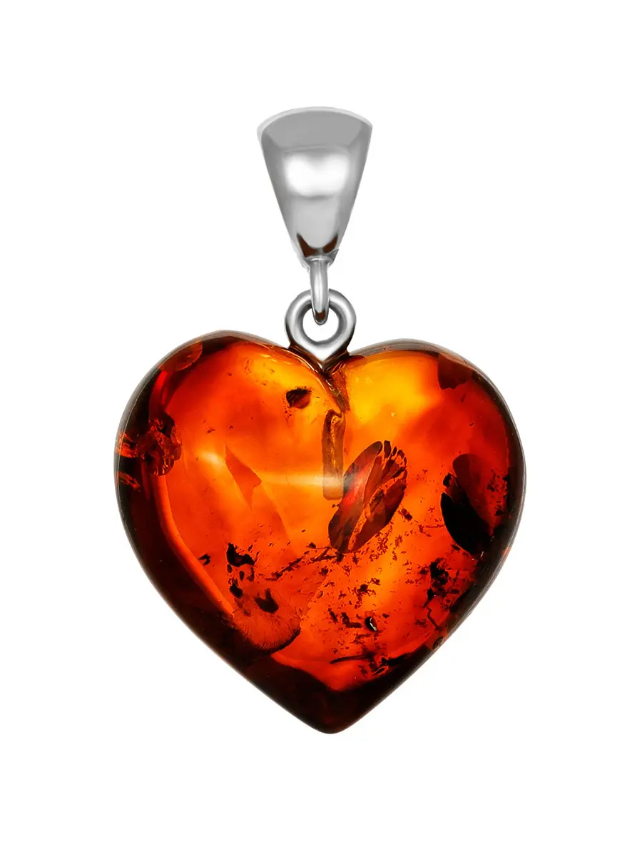 картинка Кулон «Сердце» из натурального янтаря цвета крепкого чая в онлайн магазине