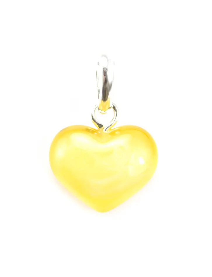 картинка Полупрозрачный медовый кулон из натурального балтийского янтаря «Сердце» в онлайн магазине
