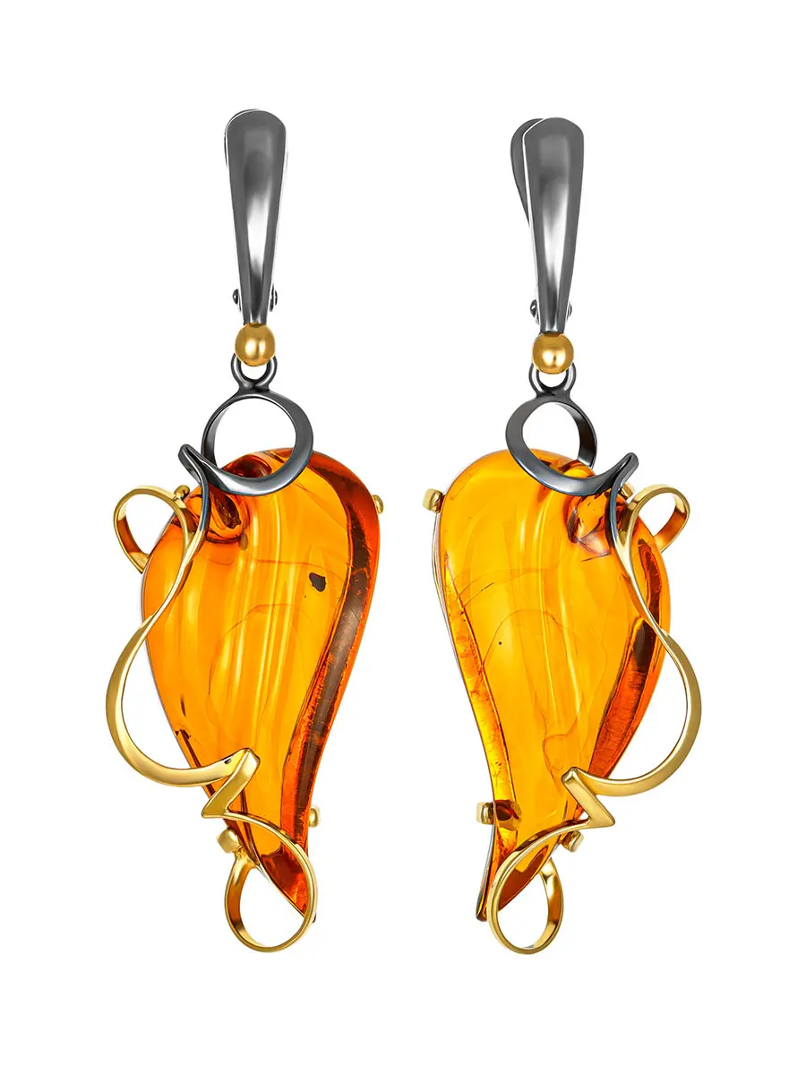 картинка Изысканные серьги с коньячным янтарём «Риальто» в онлайн магазине
