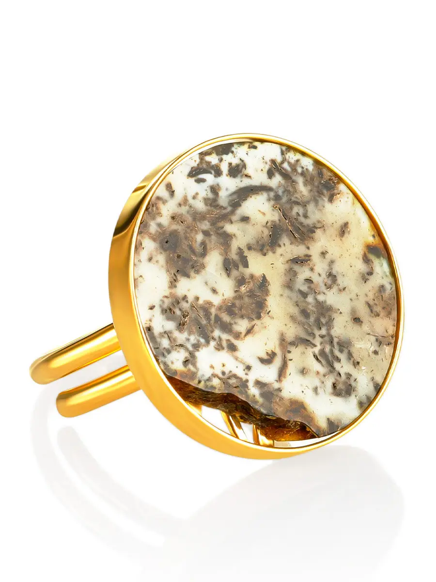 картинка Эксклюзивное кольцо «Модерн» круглой формы из янтаря в онлайн магазине