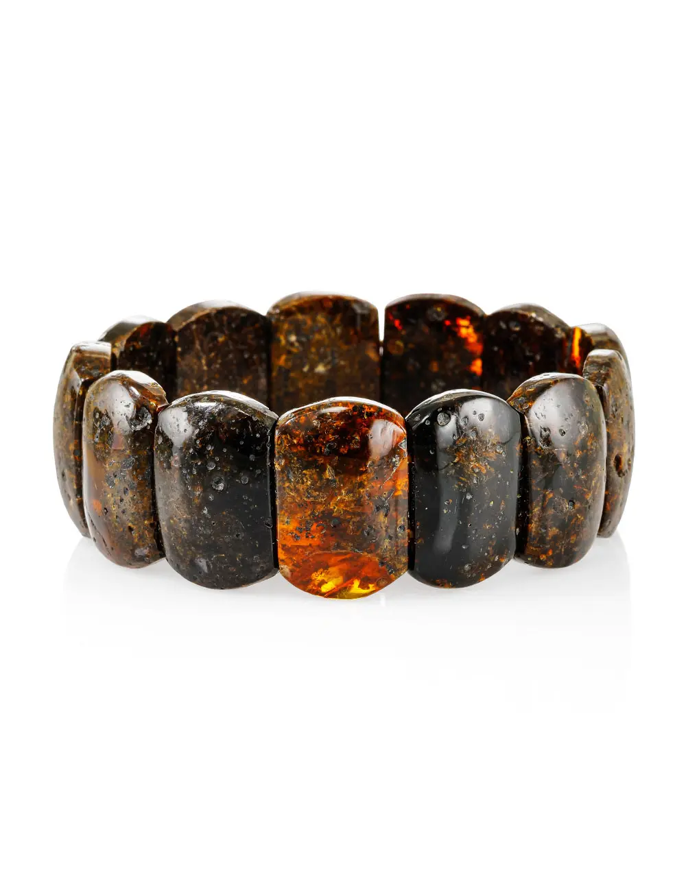картинка Стильный браслет из чёрного текстурного янтаря в онлайн магазине