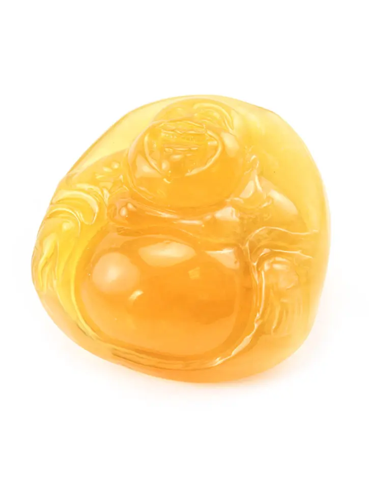 картинка Сувенир-резьба из натурального насыщенного медового янтаря «Смеющийся Будда» в онлайн магазине