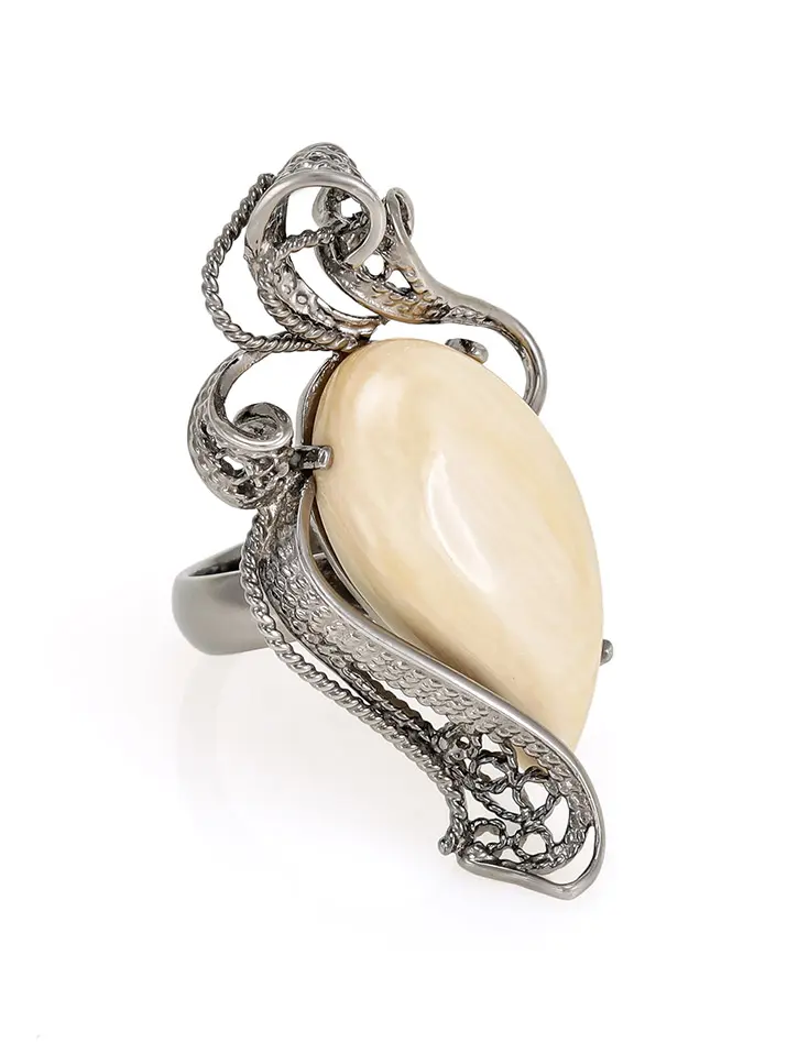 картинка Необычное серебряное кольцо со вставкой из бивня мамонта «Эра» в онлайн магазине