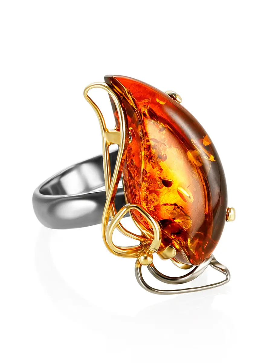 картинка Изысканное кольцо из натурального янтаря «Риальто» в онлайн магазине