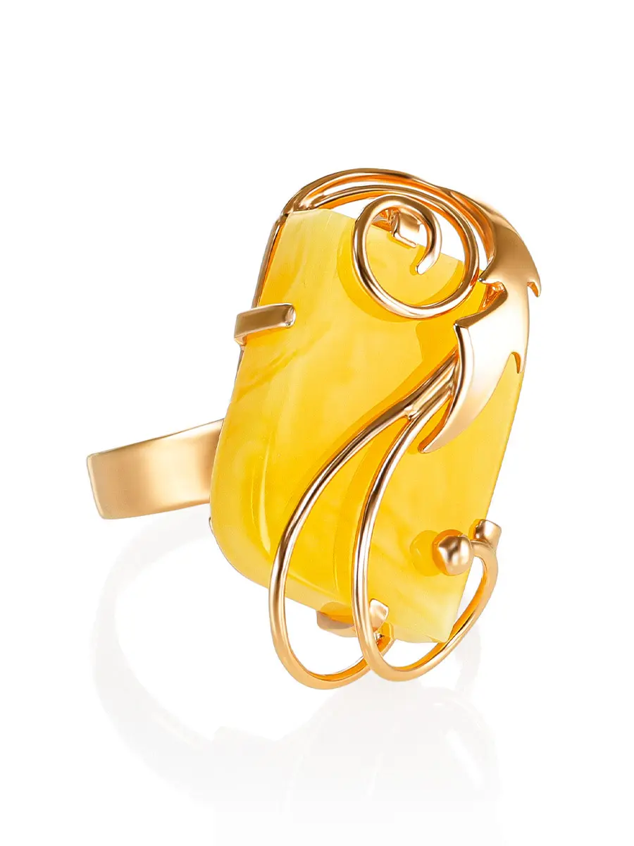 картинка Изысканное кольцо «Версаль» из цельного медового янтаря в онлайн магазине