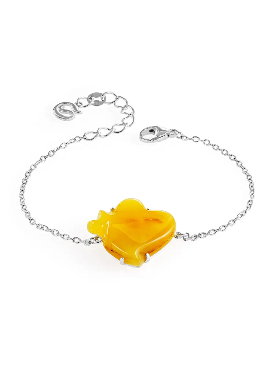 картинка Лёгкий браслет с натуральным янтарем медового цвета «Риальто» в онлайн магазине
