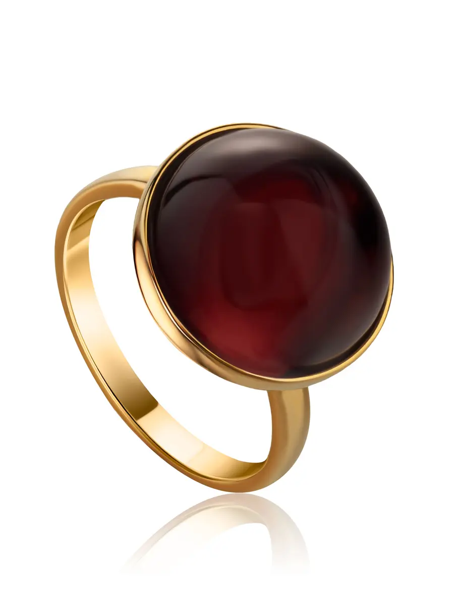 картинка Эффектное кольцо «Сорбонна» из вишнёвого янтаря в онлайн магазине