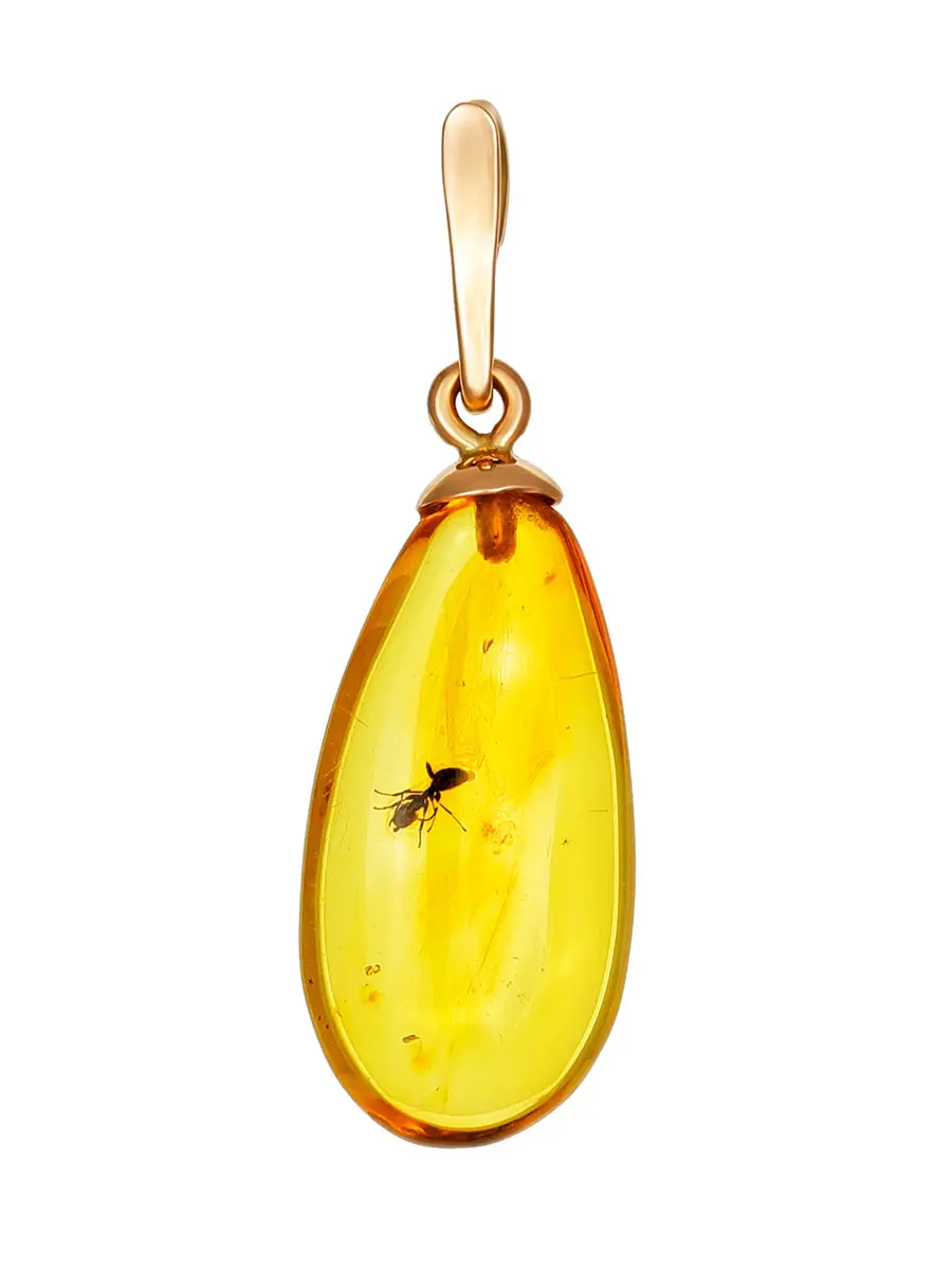 картинка Подвеска-капелька из натурального янтаря с инклюзом муравья «Клио» в онлайн магазине
