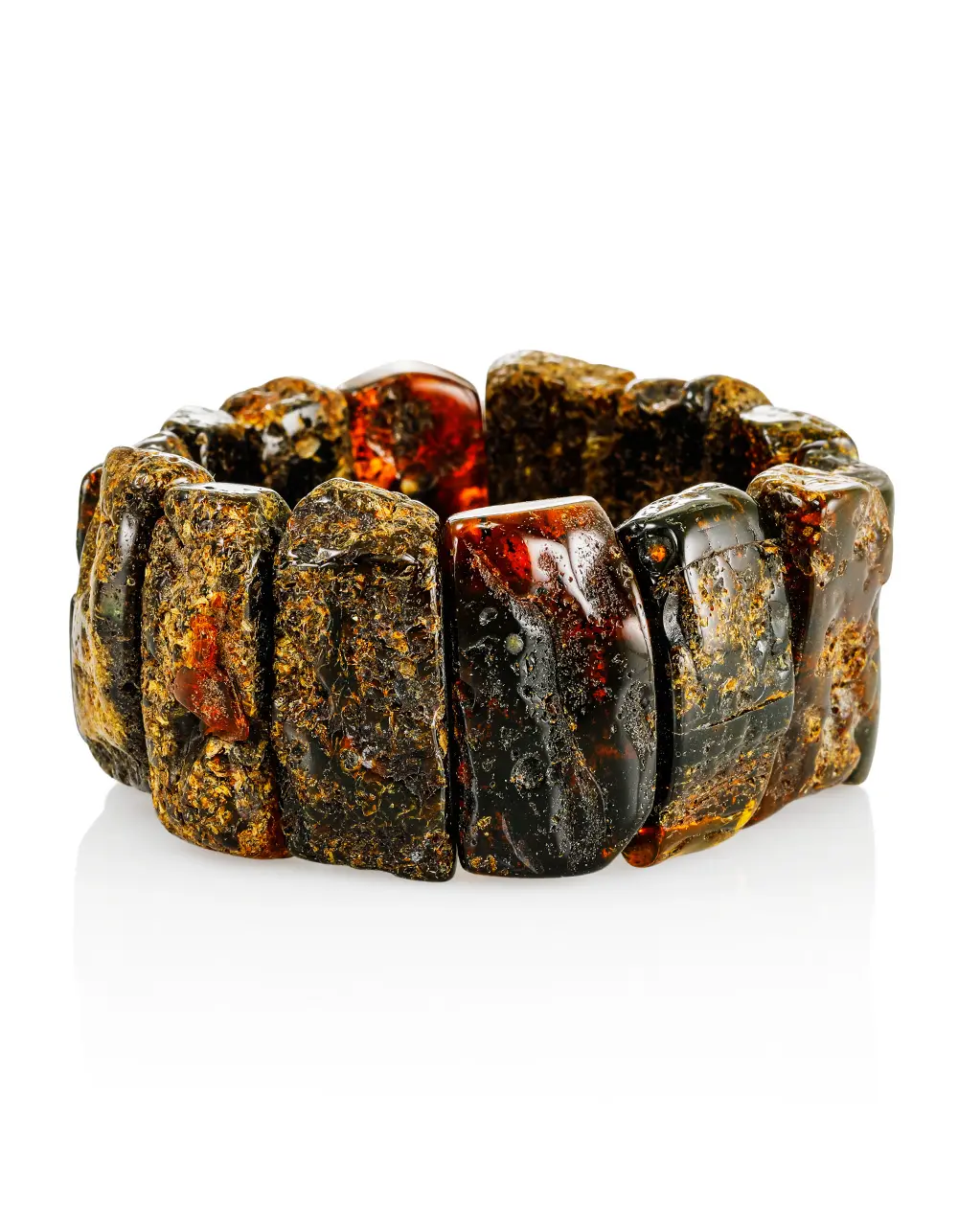 картинка Массивный браслет для женщин и мужчин из натурального текстурного янтаря «Помпеи» в онлайн магазине
