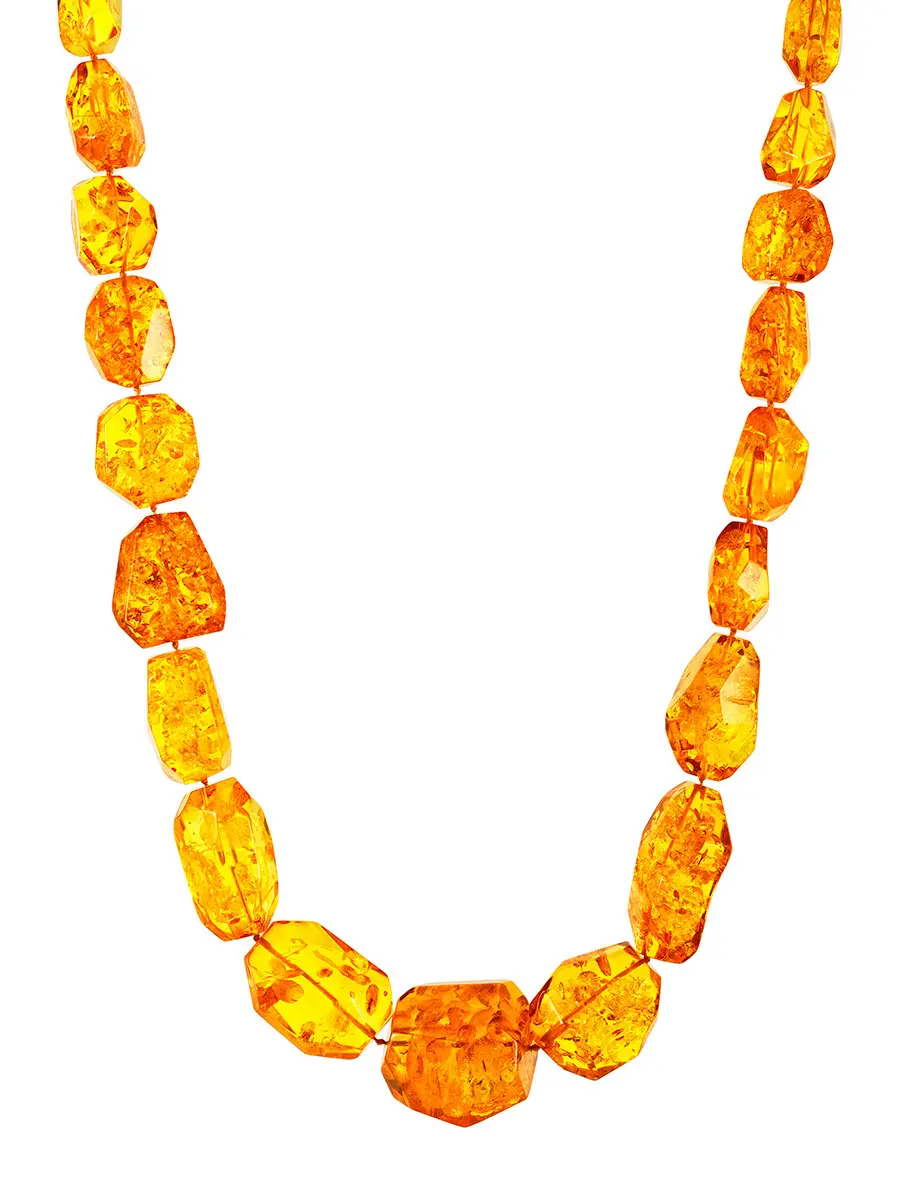 картинка Роскошные бусы из натурального цельного янтаря «Кристалл золотистый переливающийся» в онлайн магазине