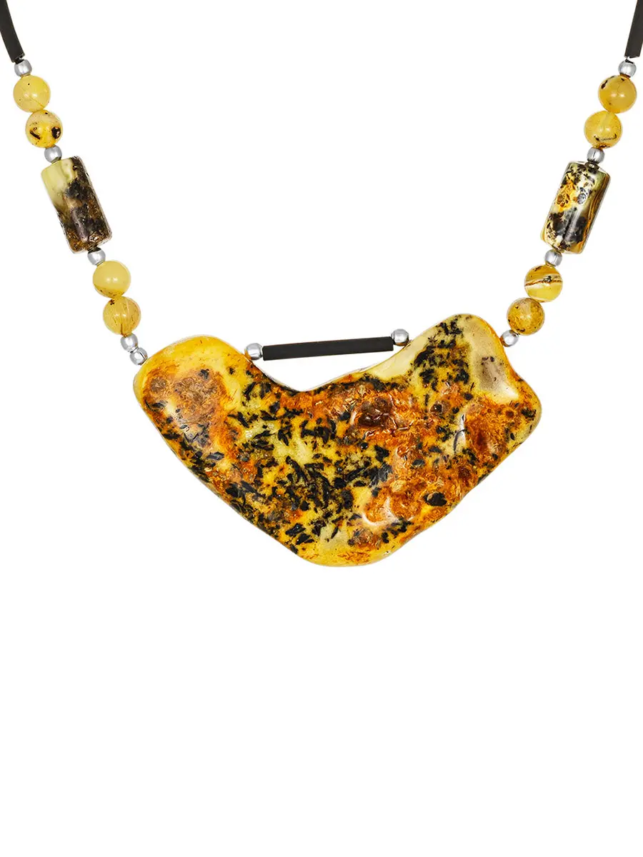 картинка Оригинальное стильное колье из натурального янтаря «Тринидад» в онлайн магазине