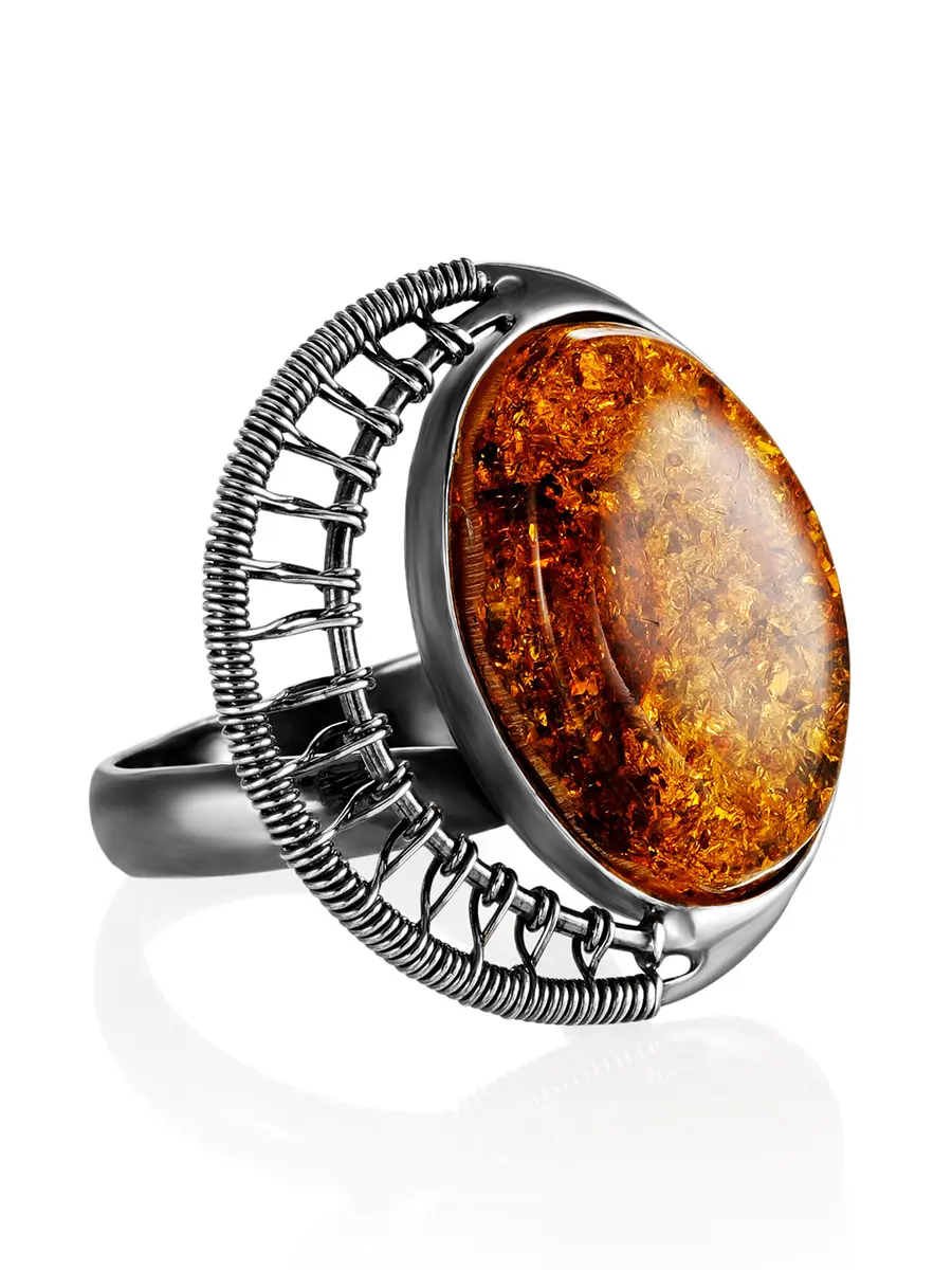картинка Эффектное кольцо «Версаль» с балтийским янтарём в онлайн магазине