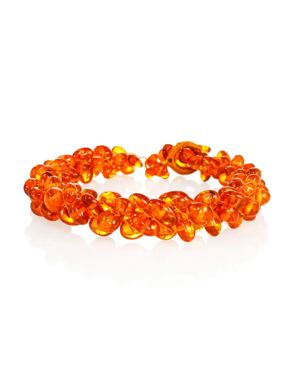 картинка Плетёный браслет из натурального янтаря «Колосок» в онлайн магазине