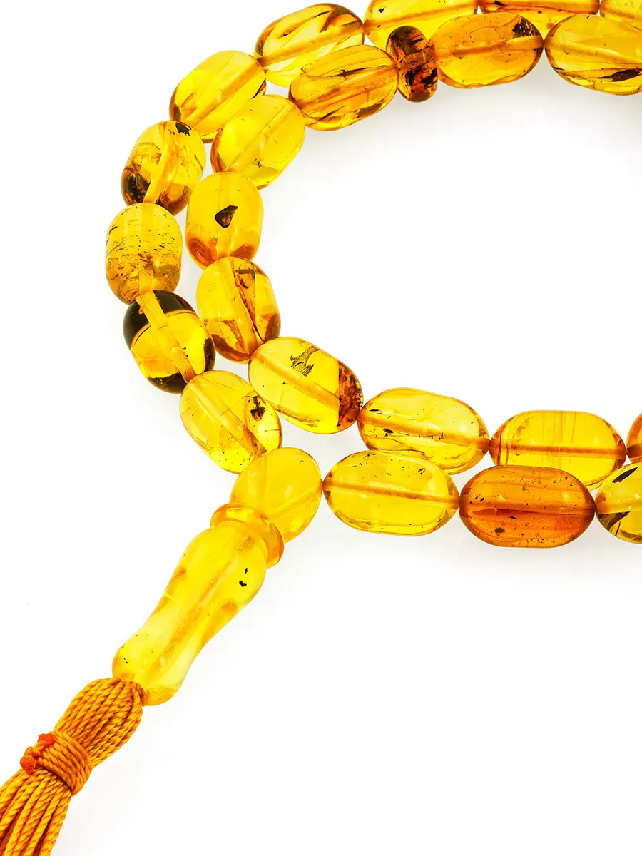 картинка Чётки из натурального прозрачного янтаря лимонного цвета с инклюзом в онлайн магазине