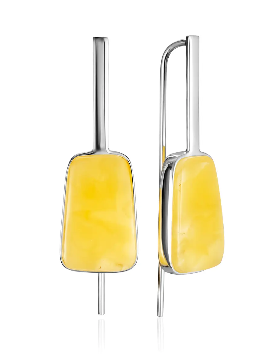 картинка Серьги-крючки из натурального балтийского янтаря медового цвета в онлайн магазине