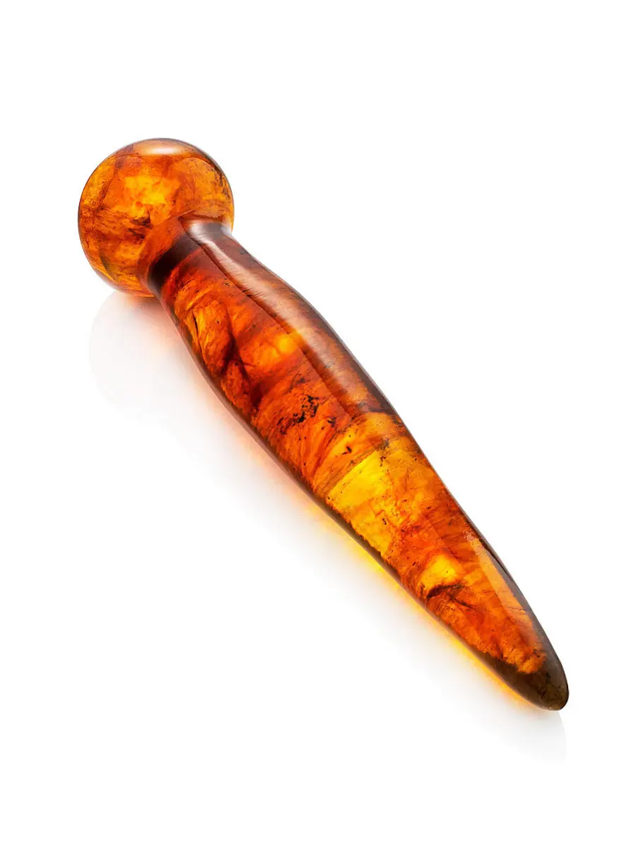 картинка Палочка с круглым наконечником для массажа лица и акупунктурного массажа из натурального янтаря в онлайн магазине