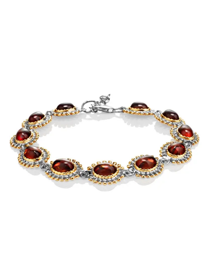 картинка Красивый браслет, украшенный коньячным янтарём «Ловина» в онлайн магазине