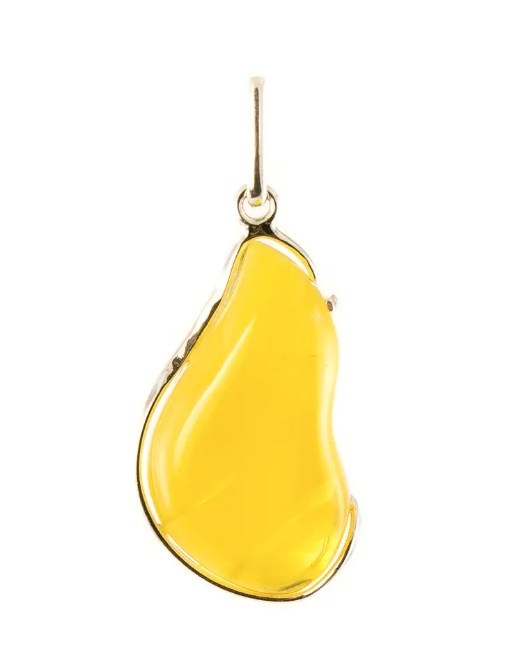 картинка Красивая серебряная подвеска «Лагуна» из балтийского янтаря медового цвета в онлайн магазине