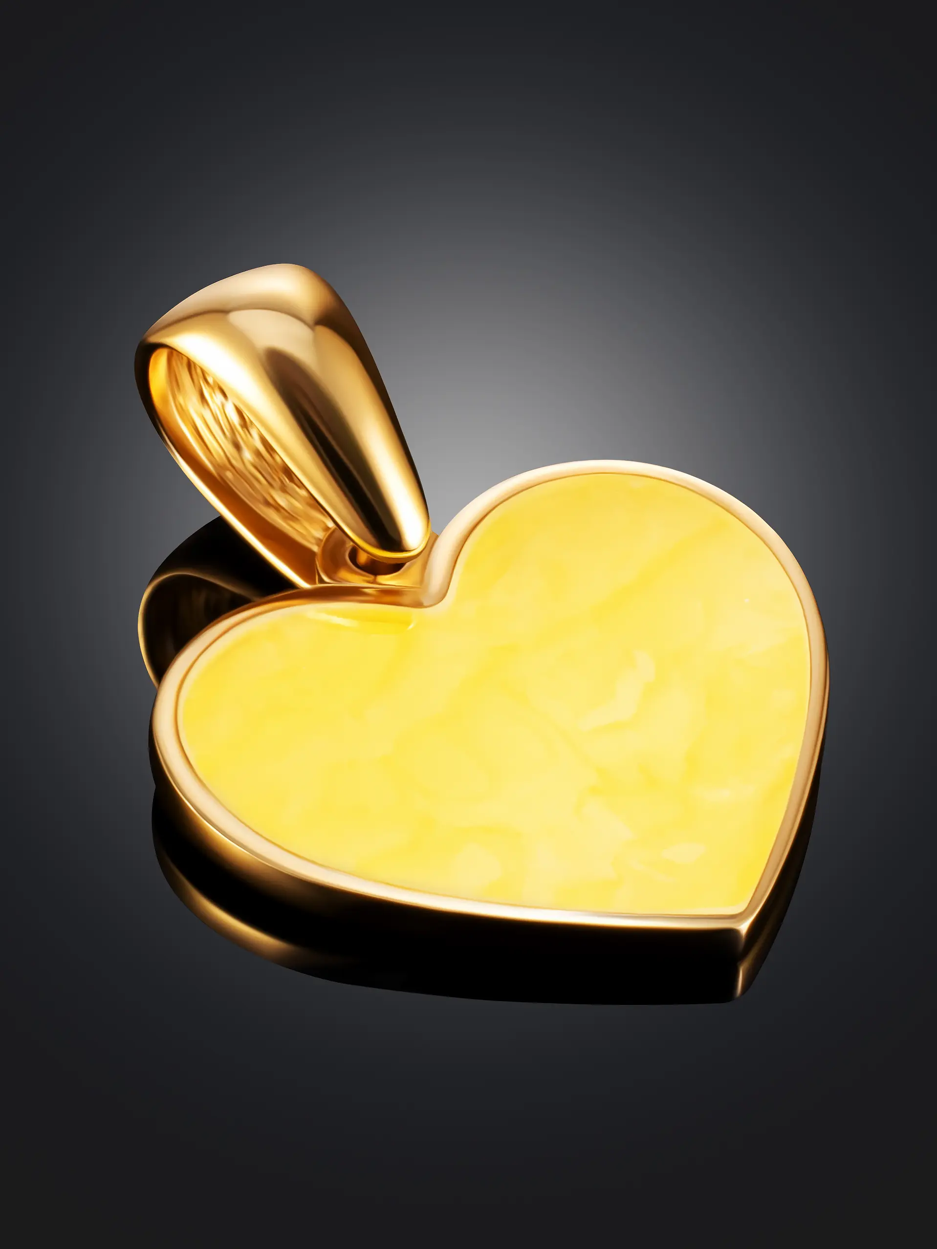 картинка Кулон-сердце «Монако» с ярко-медовым янтарём в онлайн магазине