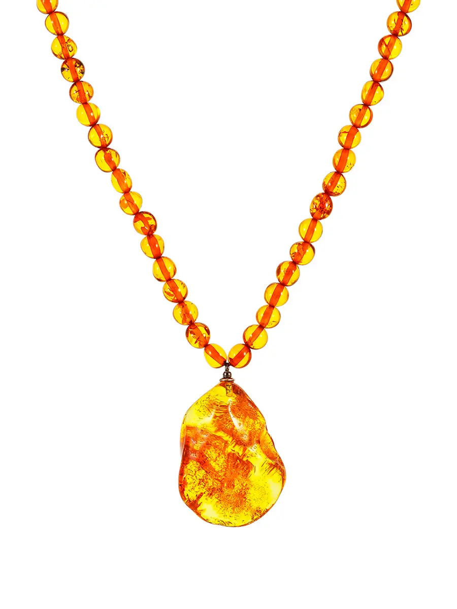 картинка Колье с подвеской-капелькой из натурального золотистого янтаря «Лаура» в онлайн магазине