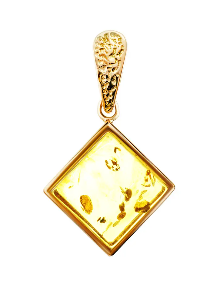 картинка Геометрический кулон из золота и ярко-лимонного янтаря «Овация» в онлайн магазине