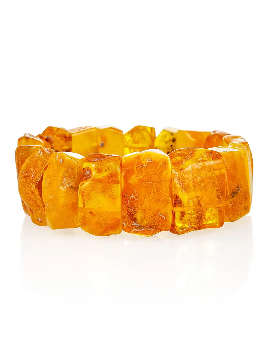картинка Стильный оригинальный браслет из натурального необработанного балтийского янтаря «Лечебный дикий» в онлайн магазине