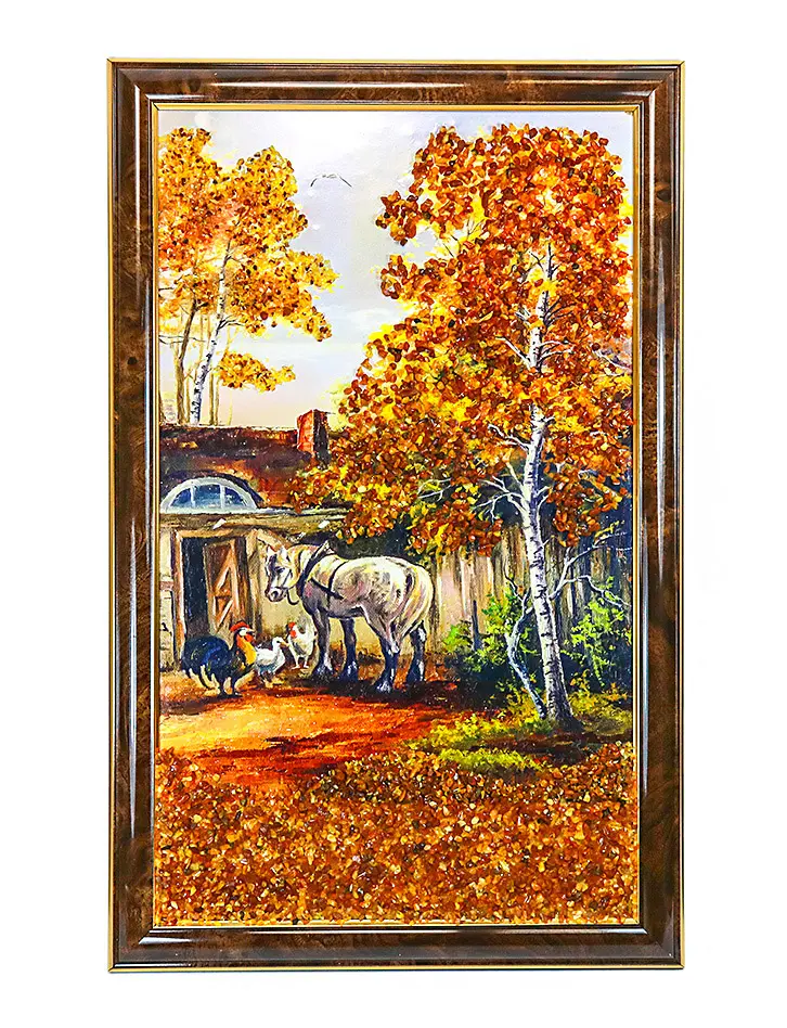 картинка Вертикальное панно с натуральным янтарем «На ферме» в онлайн магазине