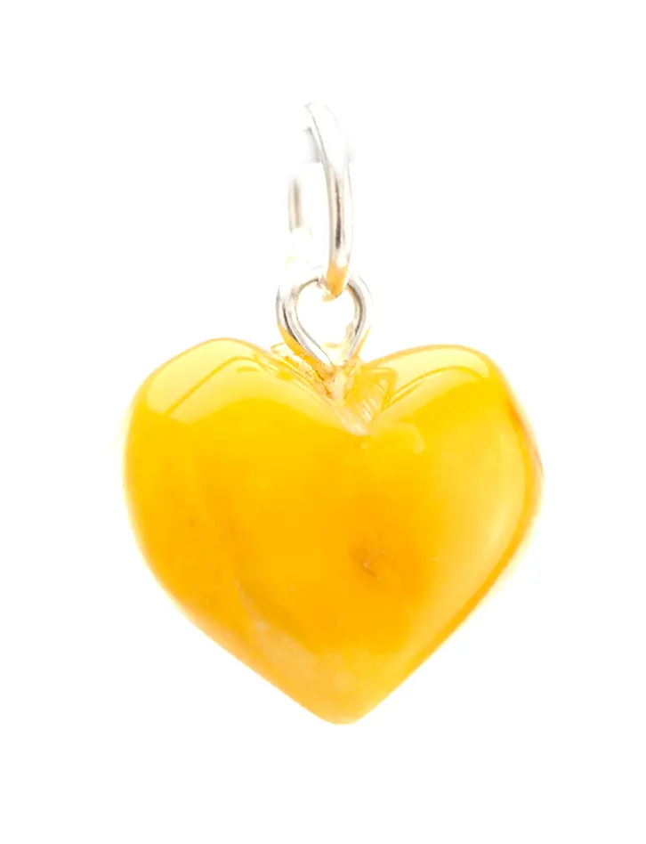 картинка Небольшой кулон-сердце из натурального медового янтаря с эффектом состаривания в онлайн магазине