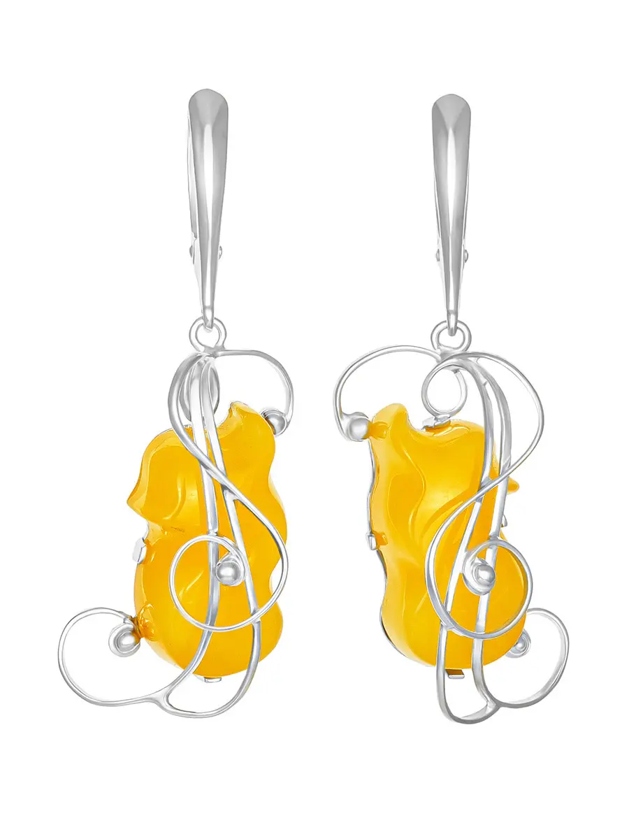 картинка Красивые серьги из медового янтаря «Риальто» в онлайн магазине