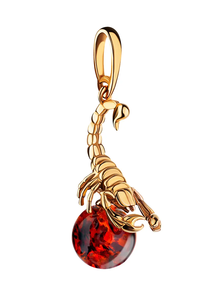 картинка Красивый яркий кулон «Скорпион» с натуральным янтарём в онлайн магазине