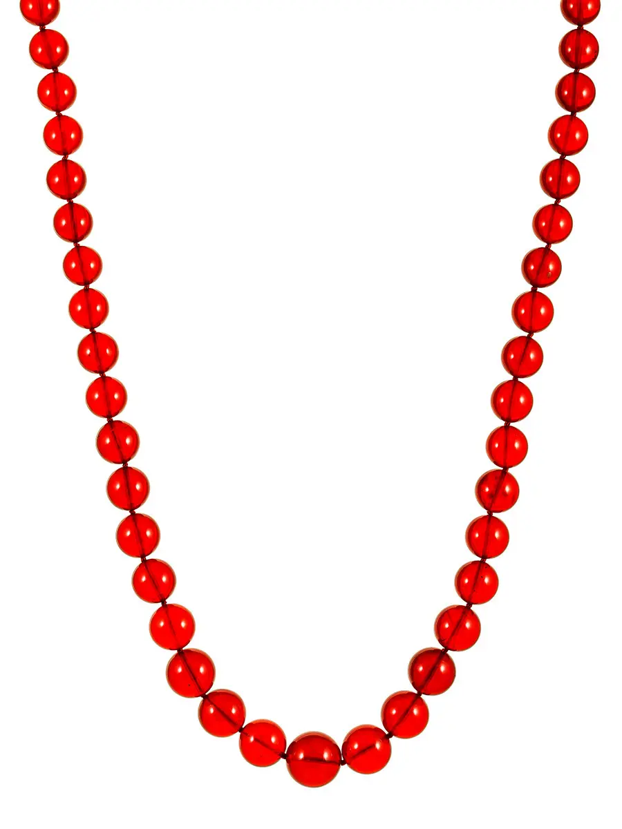 картинка Эффектные бусы «Шар» из натурального янтаря цвета красной смородины в онлайн магазине