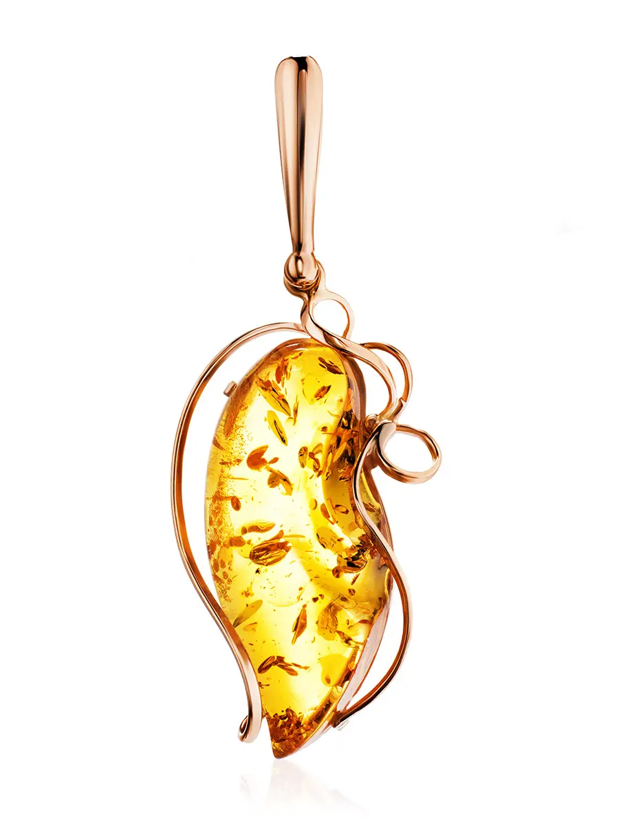 картинка Яркий нарядный кулон «Риальто» из золота и натурального янтаря в онлайн магазине