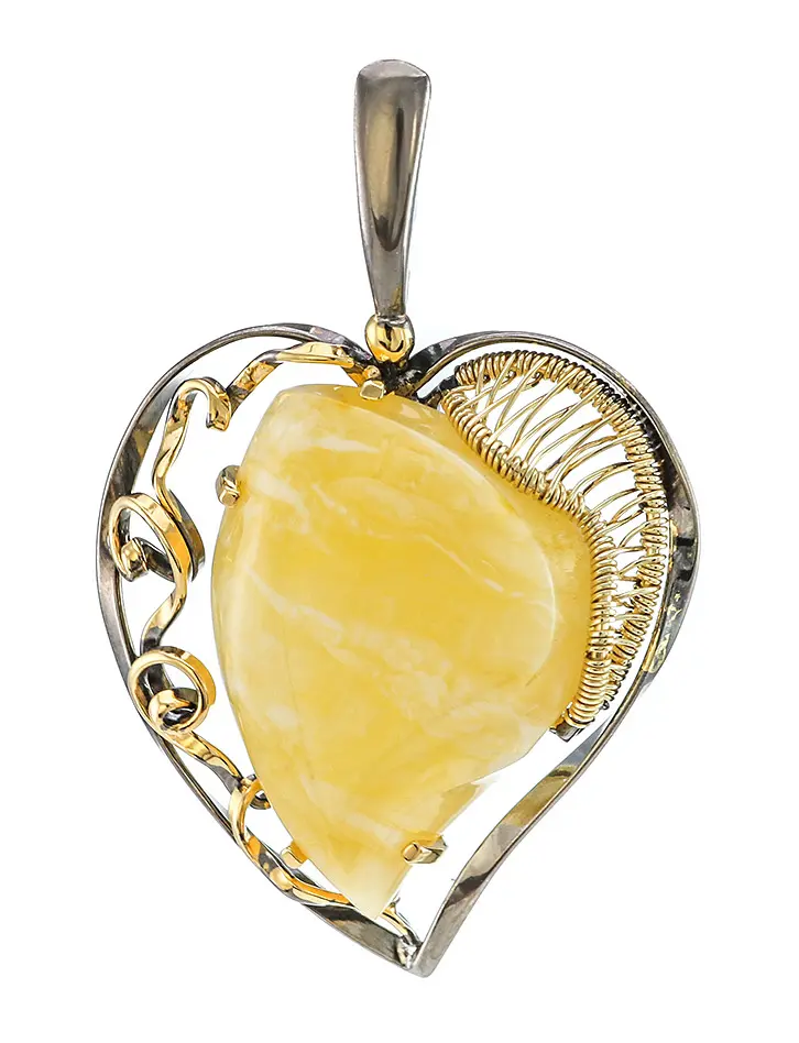 картинка Великолепная подвеска «Версаль» из натурального медового янтаря и позолоченного серебра в онлайн магазине