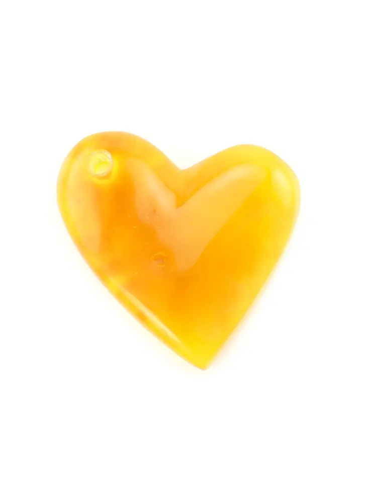 картинка Подвеска в форме сердца из натурального янтаря насыщенного медового цвета в онлайн магазине