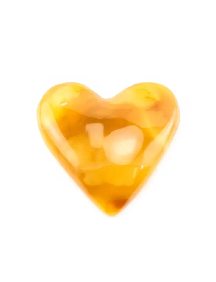 картинка Подвеска из натурального текстурного янтаря насыщенного медового цвета «Пламенное сердце» в онлайн магазине
