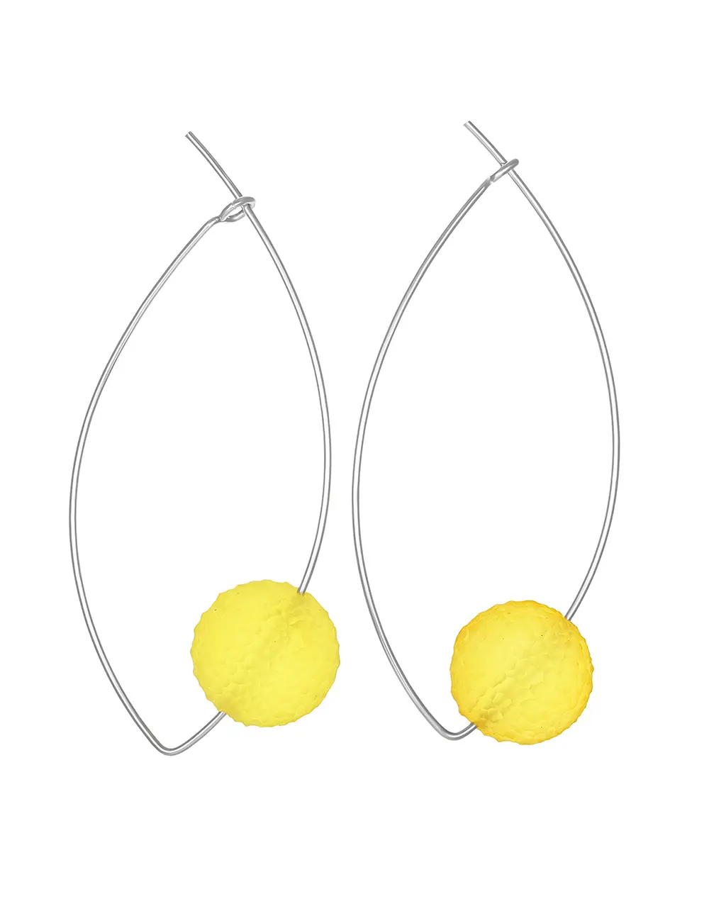 картинка Необычные лёгкие серьги «Марс» с рельефным лимонным янтарём в онлайн магазине