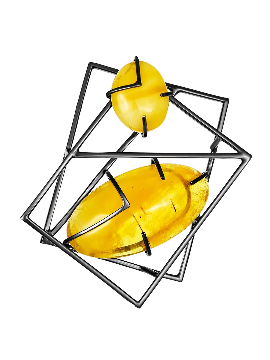 картинка Необычная геометрическая подвеска с натуральным янтарём «Пикассо» в онлайн магазине