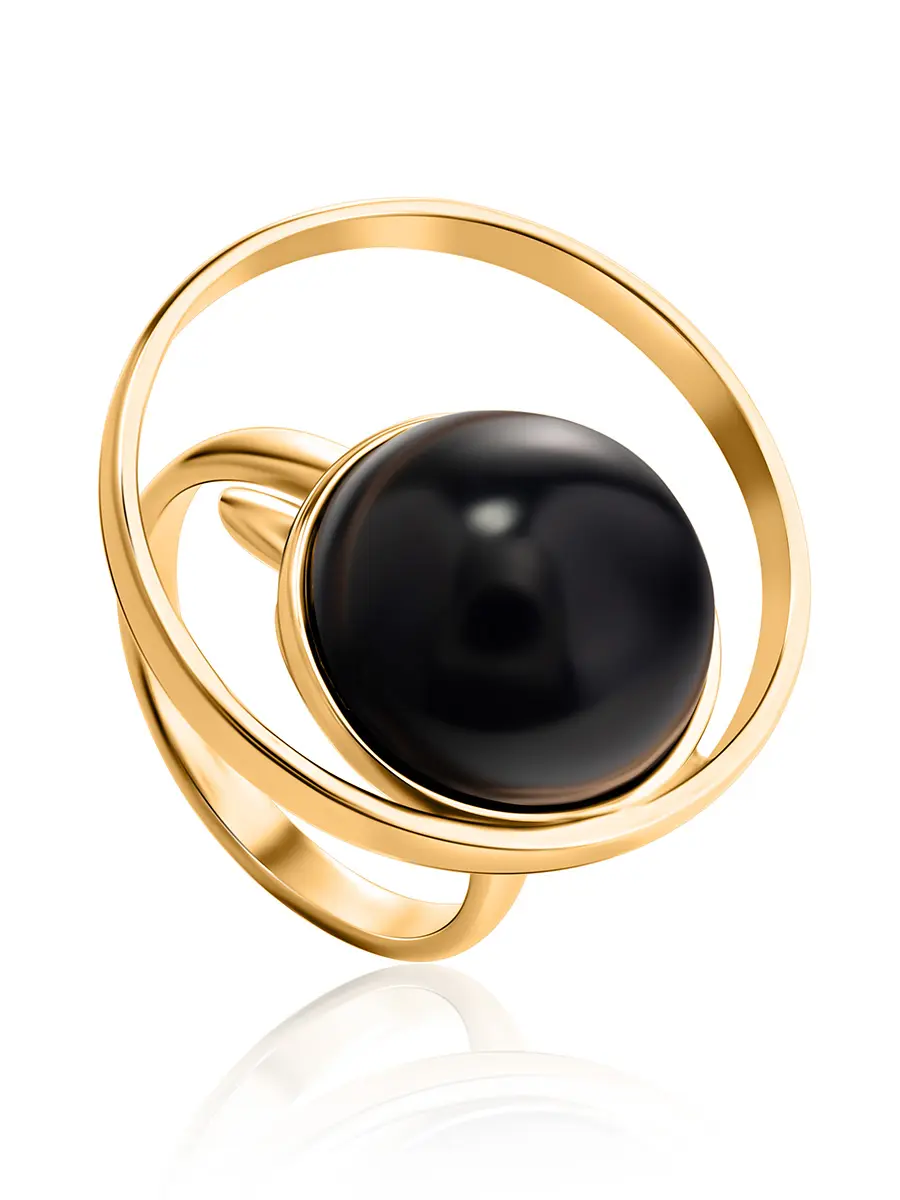 картинка Необычное стильное кольцо с янтарём вишнёвого цвета «Юпитер» в онлайн магазине