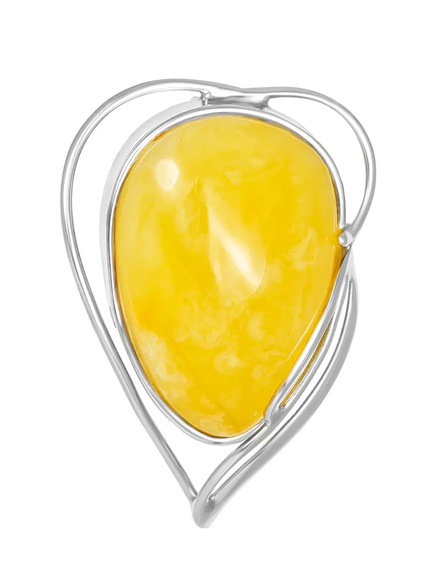 картинка Элегантная брошь с цельным медовым янтарём «Риальто» в онлайн магазине