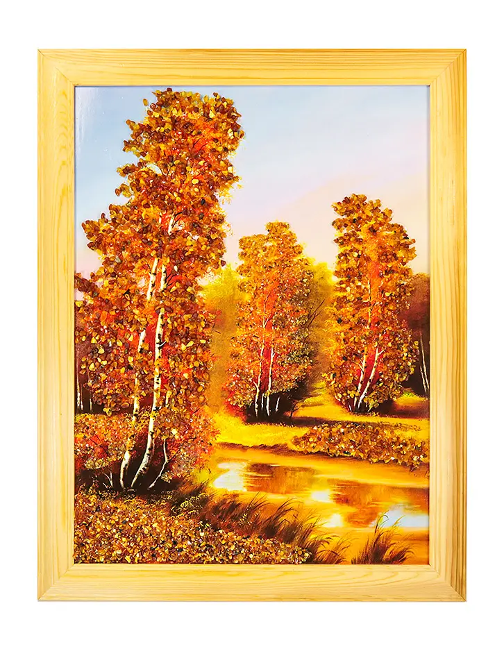 картинка Вертикальное панно с натуральным янтарем «Золотая роща» в онлайн магазине