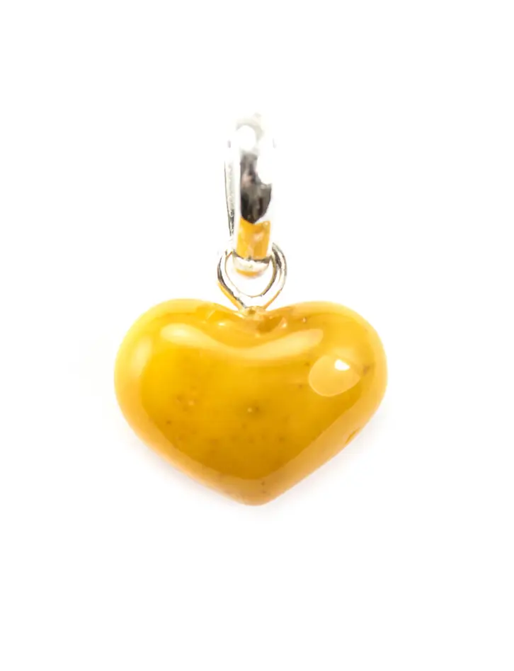 картинка Кулон из натурального янтаря «Сердце» горчичного цвета в онлайн магазине