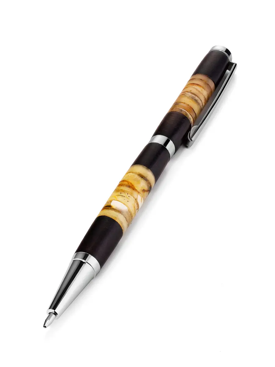 картинка Наборная ручка из дерева с живописными янтарными вставками в онлайн магазине