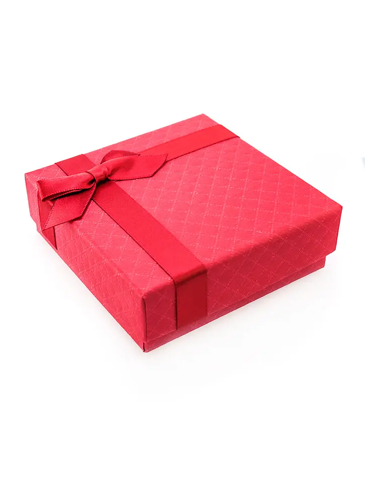 картинка Нарядная подарочная коробочка 90х90х30 мм красная с бантом в онлайн магазине
