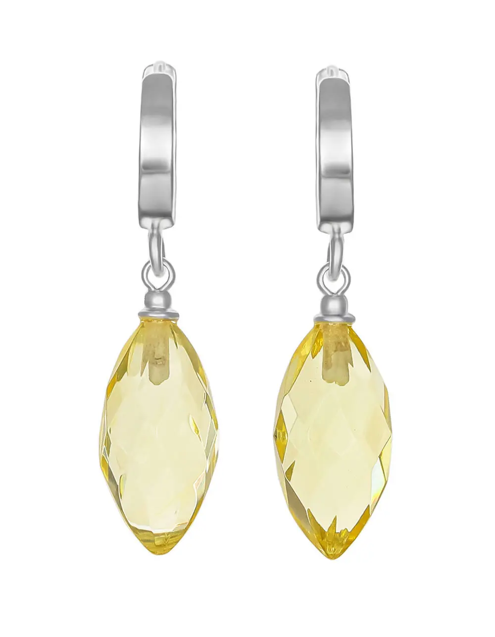 картинка Нежные серьги с огранённым лимонным янтарём в онлайн магазине